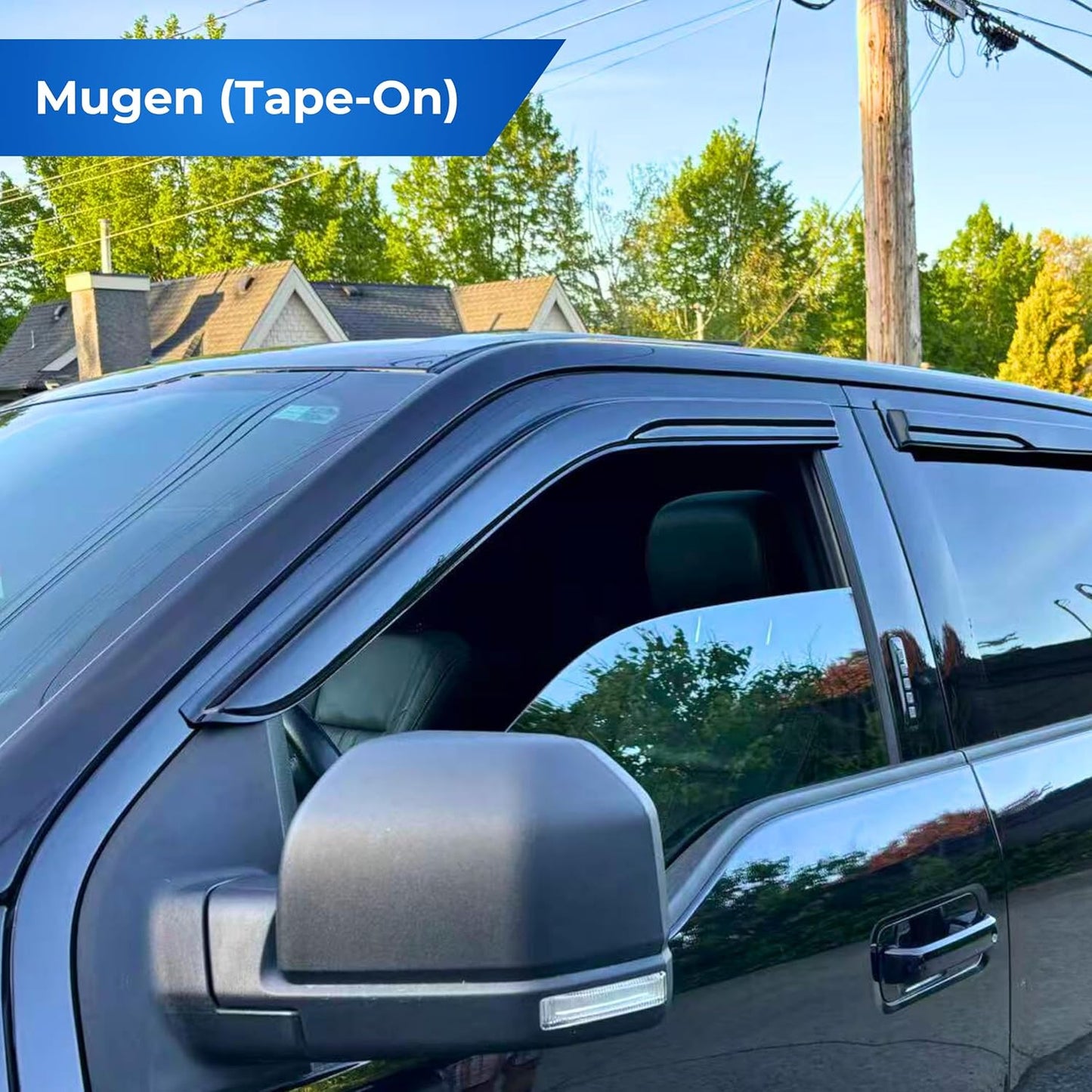 KPY Window Visor Rain Guard for 2015-2025 Ford F150 SuperCrew, Tape-On Deflectors Vent Visor for 2017-2025 F150 Raptor F250 F350 F450 F550 SuperDuty Crew, 2016 2017 2018 2019 2020 2021 2022 2023 2024