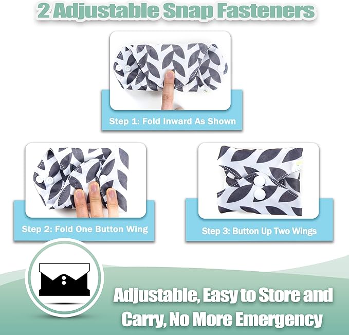 wegreeco Reusable Menstrual Pads - Reusable Sanitary Pads | Reusable Panty Liners | Soft Cloth Menstrual Pads - 6 Pack with 1 Cloth Mini Wet Bag (Medium, Luxury)