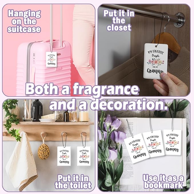 My Favorite People Call Me Granny Grandma Gifts Car Air Freshener Accessories 3pcs, Rustic Gifts for Grandma Christmas,Floral Hanging Scent Fragrance Card for Women Closet Bathroom Home Decor