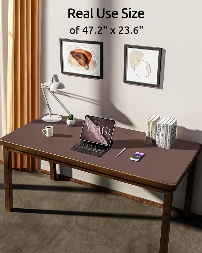 YSAGi Leather Desk Protector, Office Mat, Large Mouse Mat, Non-Slip PU Leather