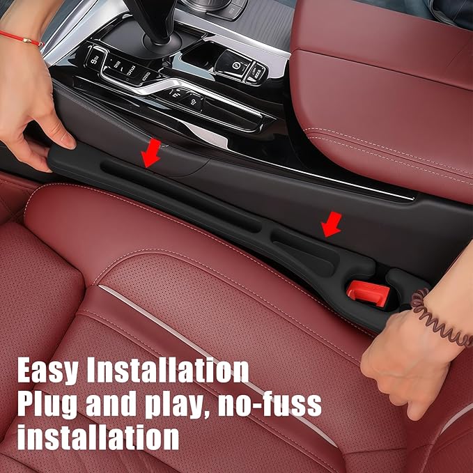 Car Seat Gap Filler Organizer 2 PCS Black Universal Seat Gap Plug Blocker Anti-Drop Console Catcher Phone Keys Storage for Car Truck SUV Auto Accessories Style1