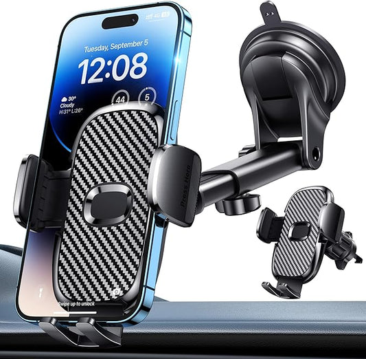 Car Phone Holder[Military-Grade 360°Suction Cup]Phone Holders for Your Car Universal Accessories Air Vent Dashboard Windshield Phone Mount Automotive Cradles Fit for Dash Mounting Kits iPhone