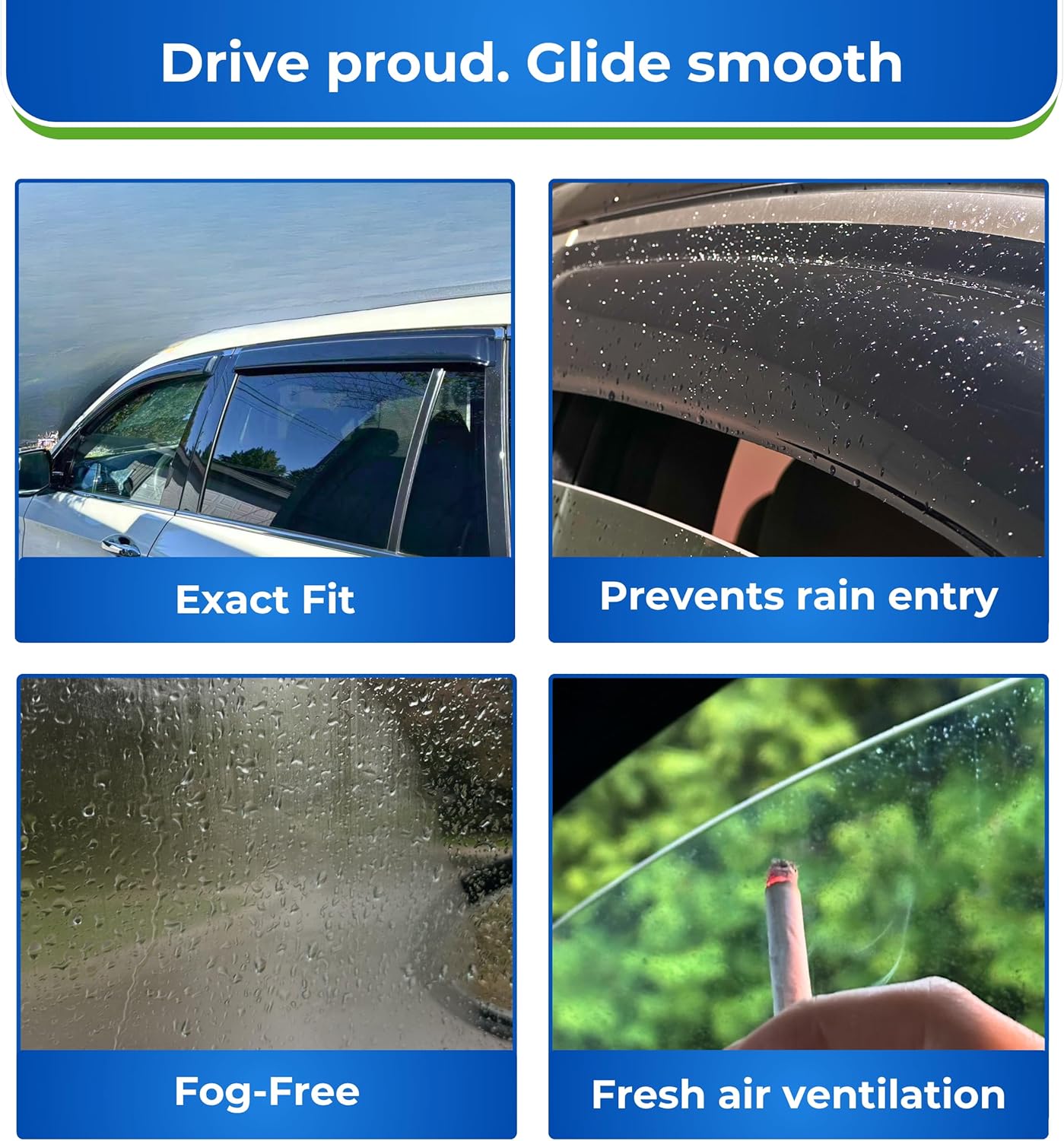 KPY Window Visor Compatible with Hyundai Sonata 2005-2010 (Old Body Mugen Style), 4PC Rain Guard Side Window Vent Deflectors Tape-On Mugen Style, 2005 2006 2007 2008 2009 2010