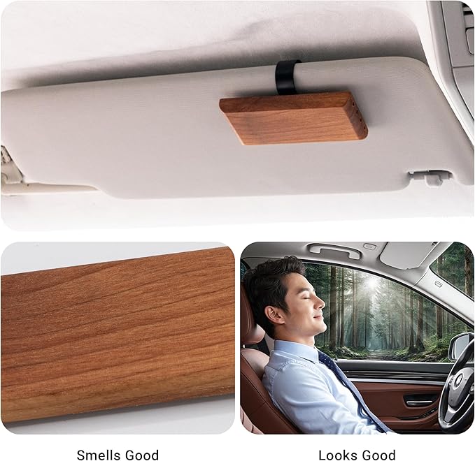 Yuoyar Wood Car Scents Air Freshener Visor Clips Diffuser Odors Eliminator (coconut-scented)