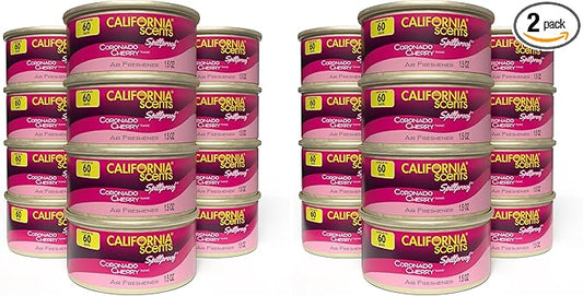 Can Air Freshener and Odor Neutralizer by California Scents, Set of 12 Spillproof Cans for Home and Car, Coronado Cherry, 1.5 Oz Each (Pack of 12)