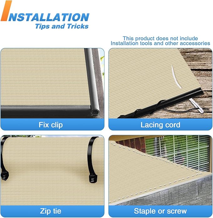 TANG Sun Shade Fabric Roll 8'x40' Shade Cloth for Garden Beige HDPE Mesh Shading Pergola Cover Replacement Canopy, 95% Blockage Sunshades for Outdoor Patio Backyard Plant