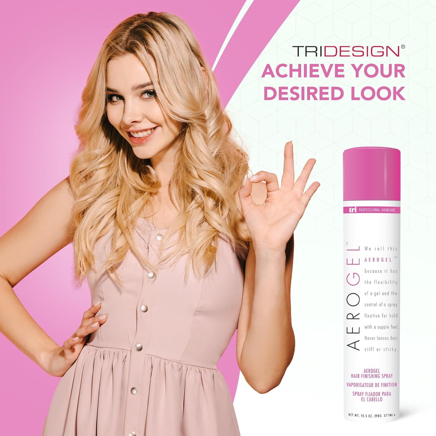 TRI Design Aerogel Hairspray - Strong Hold Hair Finishing Spray for Volumizing & Control, Flexible Styling for All Hair Types, Non-Sticky and Scented - For Women and Men - Pack of 4 (10.5 Oz)