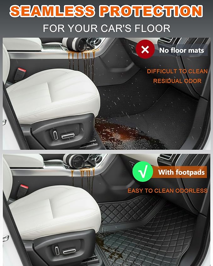 All-Weather car Floor MATS-Suitable for 99% of car Models,Leather car mat, offering Personalized Embroidery and Multiple Color Options,Provide Protection for car Rug (Light Brown)