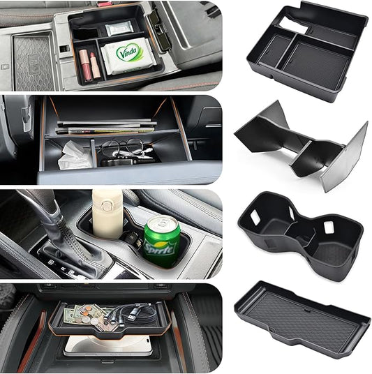 4PCS Center Console Organizer Tray for Nissan Frontier 2022-2026 accessories (S/SV/Pro-X/Pro-4X/SL) Front Console Shelf Armrest Storage Box Glove Box Organizer and Cup Holder for Nissan Frontier 2022+