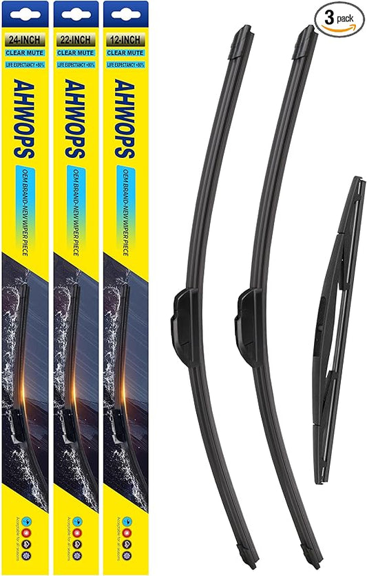 3 Wiper Front and Rear Wiper Blades for 2004-2010 Infiniti QX56, 2005-2015 Nissan Armada, 2011-2014 Acura TSX, OE Original Style (24″/22″ Front/12″ Rear) For My Car