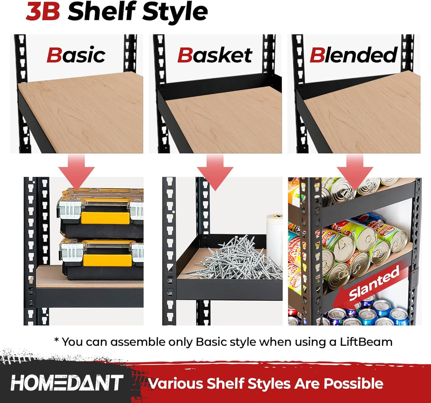 HOMEDANT 5-Tier Laminated Boltless Heavy Duty Metal Shelving Unit Adjustable Garage Storage Utility Rack Shelves Organization Multipurpose Shelf Warehouse Industrial 39.8" W x 18.2" D x 71.3" H 4Pack