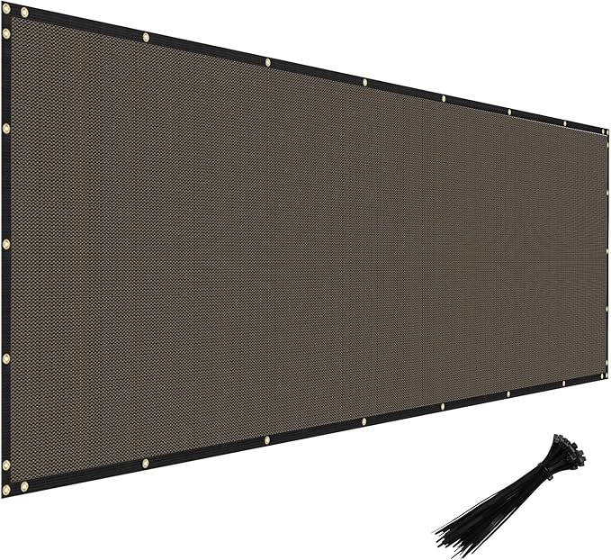 Windscreen4less Privacy Fence Screen Heavy Duty Windscreen Fencing Mesh Fabric Shade Net Cover with Brass Grommtes for Outdoor Wall Garden Yard Pool Deck, 8'x139' Brown