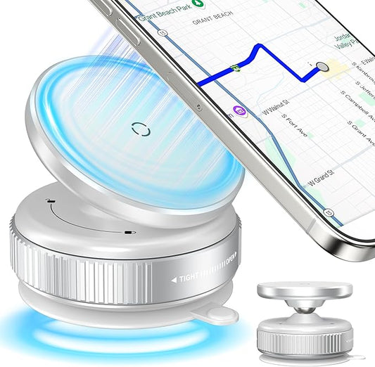 24Mags Magnetic Phone Holder for Car, 360-Degree Adjustable Dashboard Mount, Rotary Suction & Release, Detachable & Reusable for MagSafe & Android Phones with Magnetic Case, White