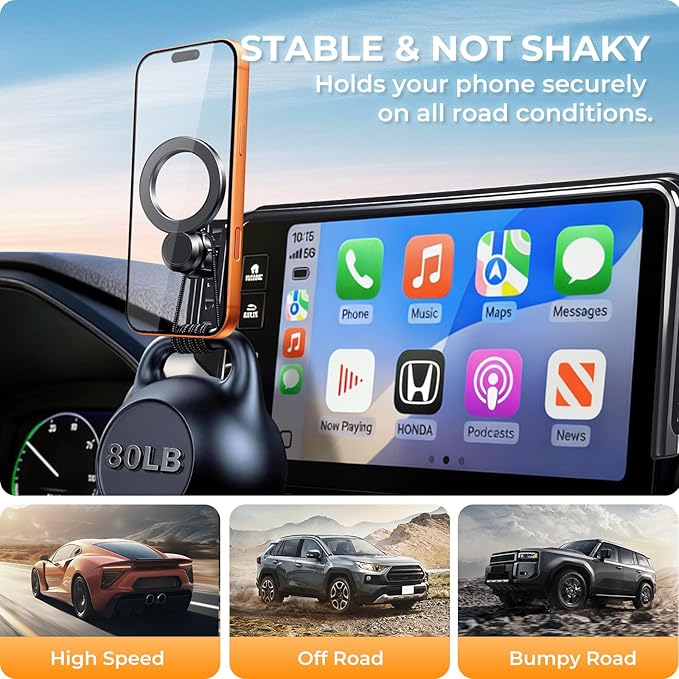 Car Phone Holder for Honda Accord 11th Gen Hybrid 2026 2025 2024 2023 (Only for 12.3-Inch Screen) 360° Rotation Magnetic Cell Phone Mount, Compatible with Magsafe, Does Not Affect Air Vent