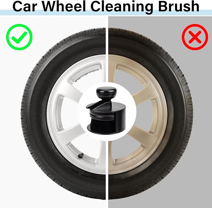Tire Shine Applicator Brush, Tire Shine Brushes, Tire Dressing Brush Applicator with Seal Cover, Tire Brush for Car Detailing, Tire Gel Applicator, High Density Detail Factory Tire Brush (Blue)