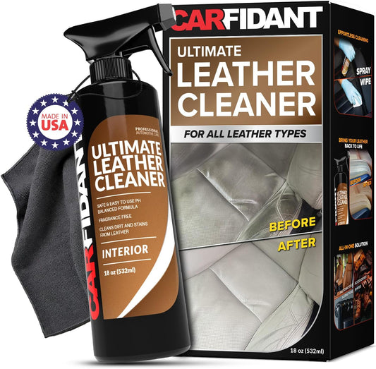 Carfidant Ultimate Leather Cleaner & Stain Remover for Cars - Cleans and Restores Seats, Coach, Purses, Handbags, Furniture, Shoe, Boot, Sofa and Interior