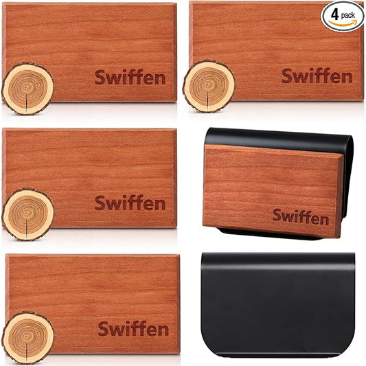 4 Pcs Car Wood Air Freshener Tectona Grandis Wood Fragrance Automotive Odor Eliminator for Visor Clip Vehicle Scent Diffuser with Scent Refill, Clip Included