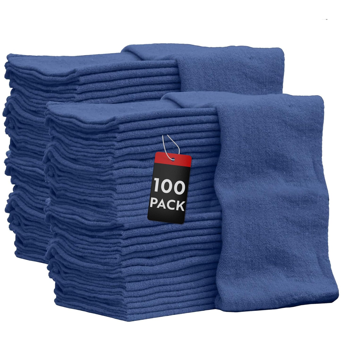 Nabob Wipers Auto Mechanic Shop Towels 100 Pack Bulk Rags 100% Cotton Commercial Grade Shop Rags Size 14"x14" (100 Pack, Red)