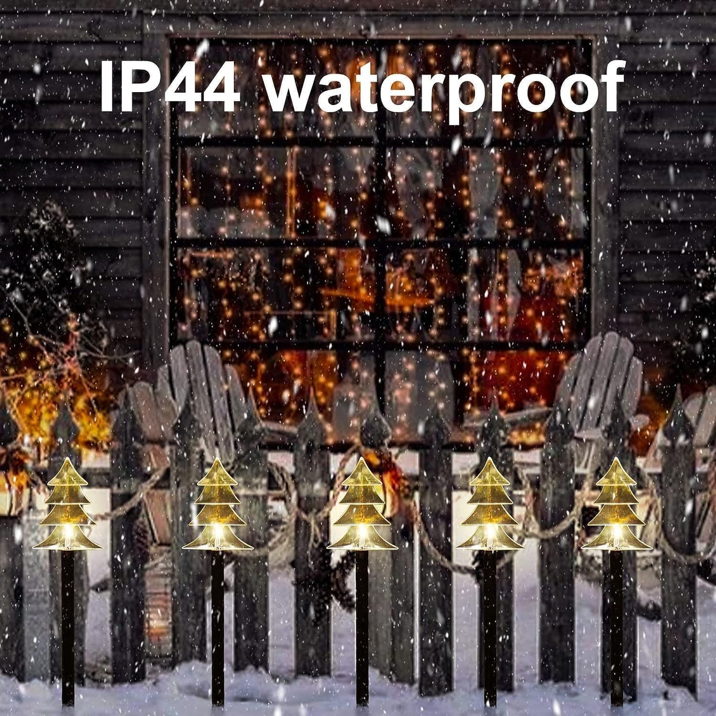 ILLUMINEW Outdoor Christmas Decorations, Solar Christmas Pathway Lights, Set of 5 Waterproof Landscape Christmas Lights, LED Lights for Yard Lawn Patio Walkway Decor