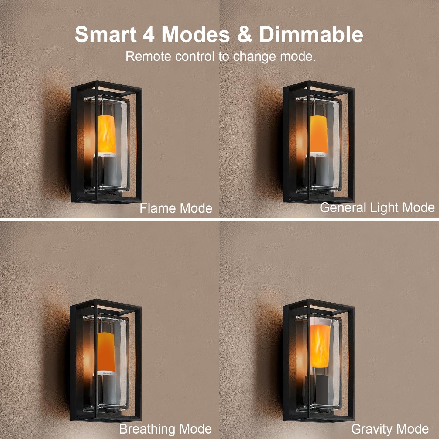 Morsatie Upgraded LED Flame Light, Rechargeable Flameless Candles with Remote & Timer, 4 Modes Battery Operated Candles, Waterproof LED Candles with Upside Down Effect for Indoor Outdoor 2 PCS