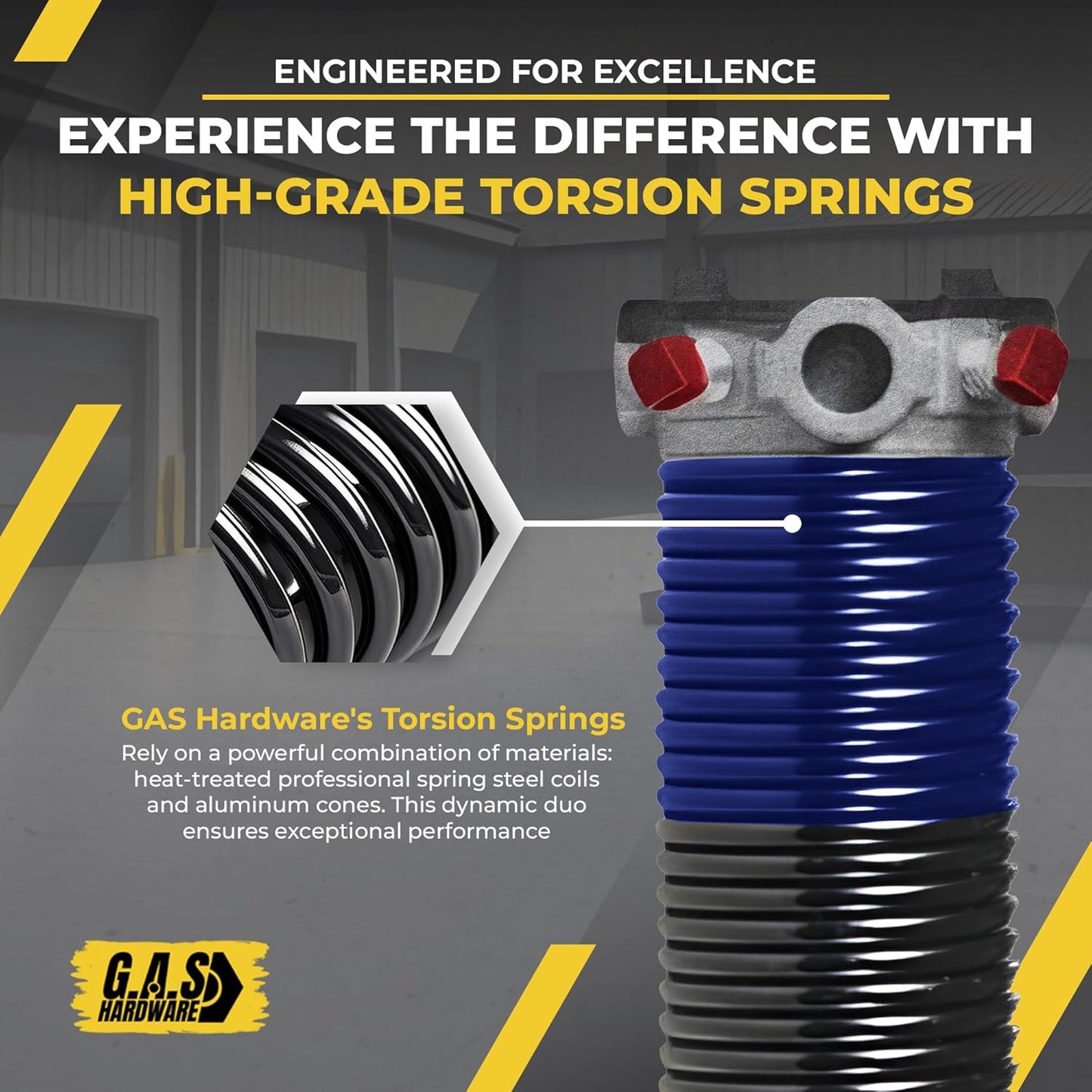 Garage Door Torsion Spring 262x1.75x36 Includes 1” Steel Bearing, Gloves, Manual, and Winding Bars for Right Side of Garage Door Precision E-Coating 5-Year Warranty Min. 30,000 Cycles (Black Cone)