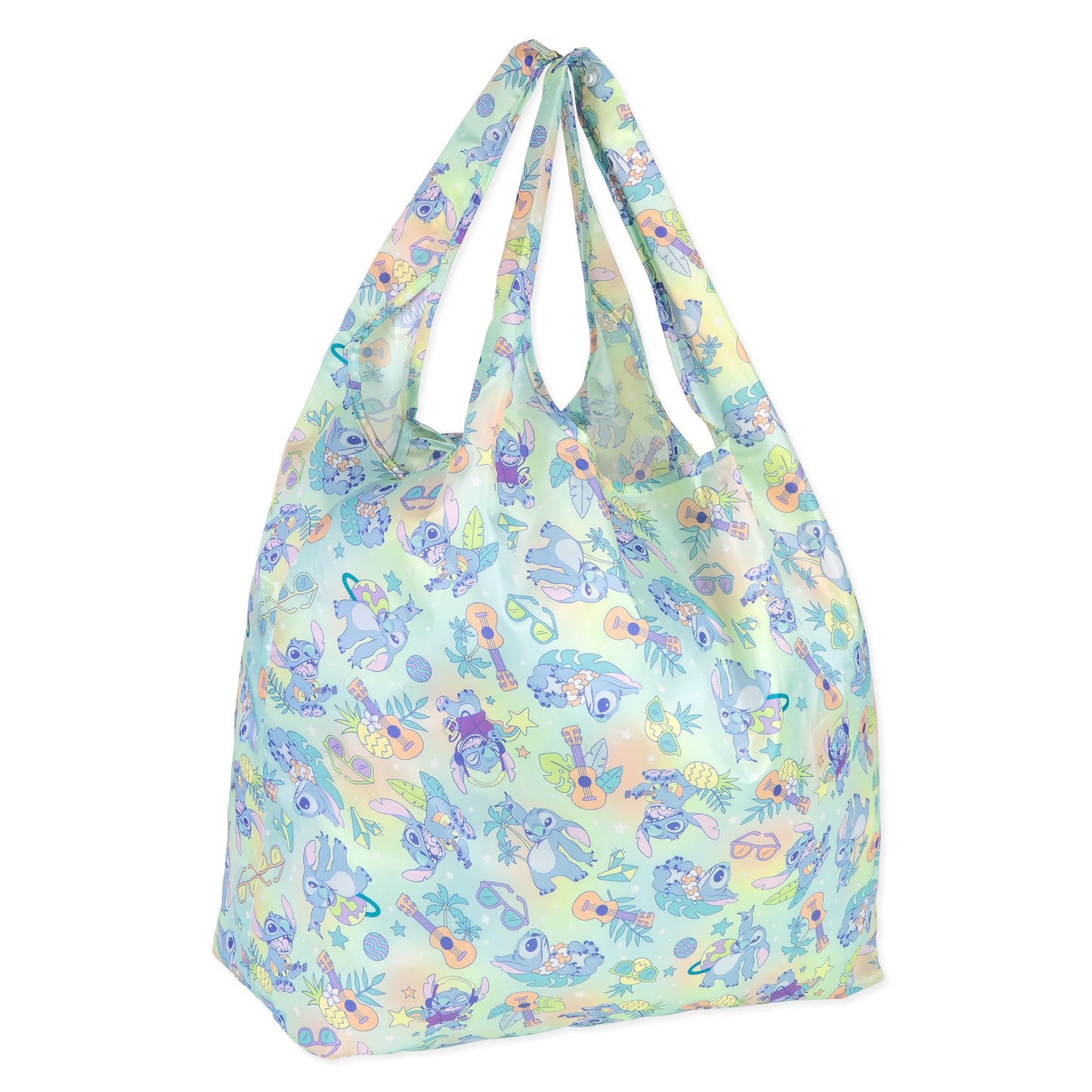 Bumkins Reusable Grocery Shopping Tote Bag for Women, Large Boho Style with Handles, Foldable, Washable, Shoulder Straps (Disney Stitch)