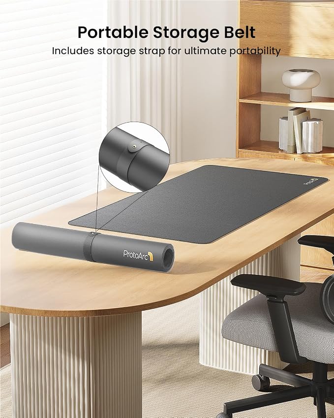 ProtoArc Leather Desk Mat, Large Mouse Pad- 31.5×15.8 inch, Non-Slip PU Leather