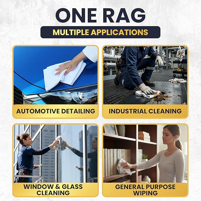 Premium New White Cotton Knit T-Shirt Rags (600 lbs. Pallet 60x10 lbs. Bag of Rags) - Lint-Free, Soft & Absorbent Bulk Cleaning Cloths for Auto, Paint, Garage, Staining & Polishing