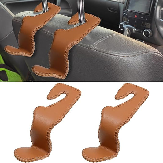2Pcs Car Seat Headrest Hooks, Back Seat Purse Leather Hanger Holder Hook, Magnetic Storage Organizer for Purses Handbag Grocery Bags Coats