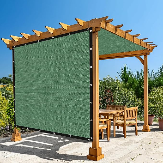 Amagenix 90% Pergola Shade Cover 4' X 4' Sun Shade Cloth with Grommets for Outdoor Garden Patio Porch, Commercial Grade 200 GSM - Cable Zip Ties Included (We Customized) GN108, Green
