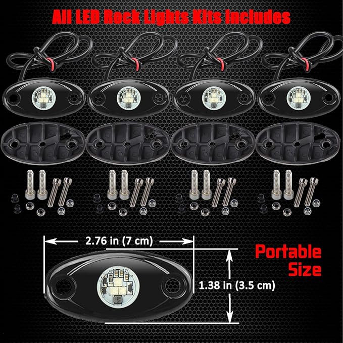 4 Pods LED Rock Lights, Ampper Waterproof LED Neon Underglow Light for Car Truck ATV UTV SUV Offroad Boat Underbody Glow Trail Rig Lamp (Blue)