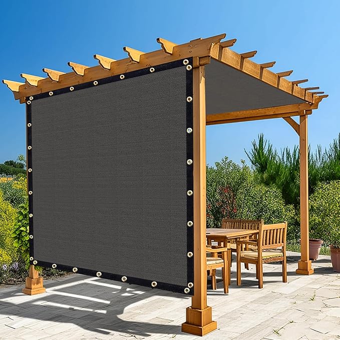Amagenix 90% Pergola Shade Cover 10'X 19' Dark Gray Sun Shade Cloth with Grommets for Outdoor Garden Patio Porch-Commercial Grade 200 GSM-Cable Zip Ties Included (We Customized)