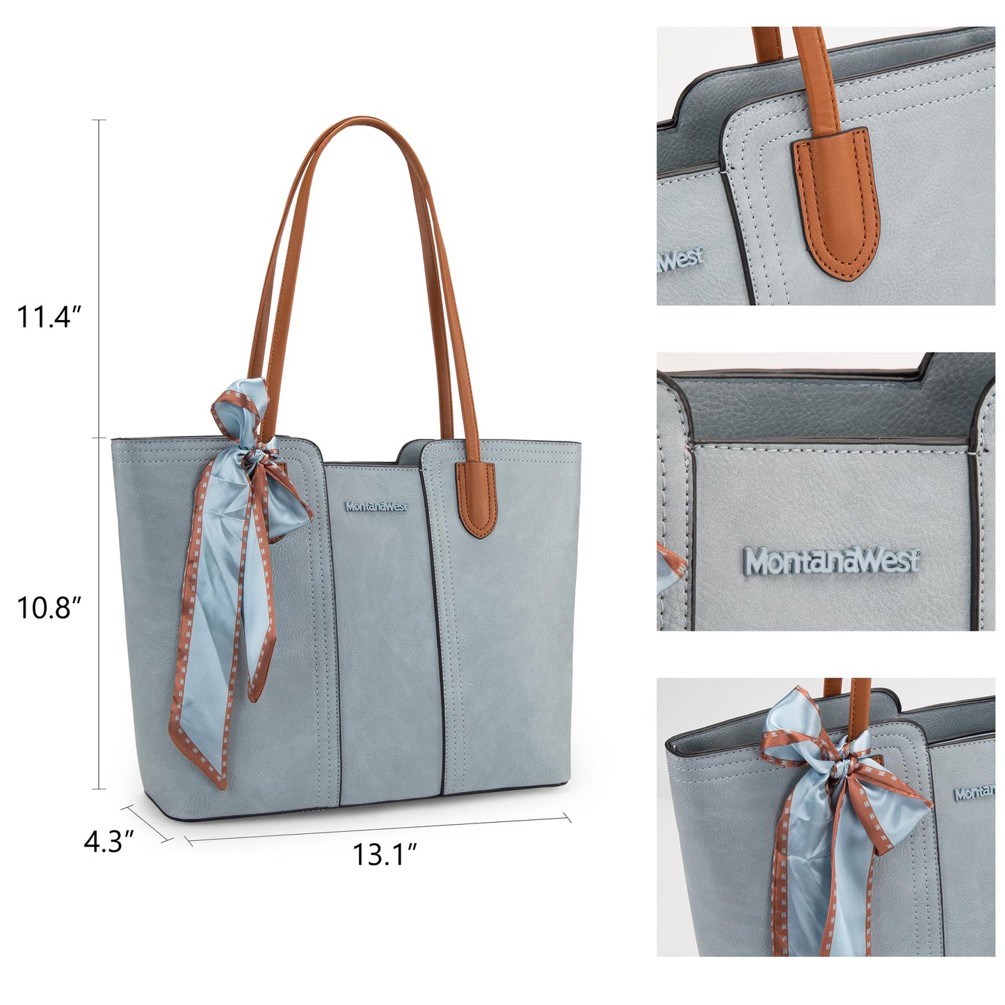 Montana West Tote Bags for Women Medium Top Handle Satchel Purses Large Shoulder Handbag Hobo Bags Blue MWC-323BL