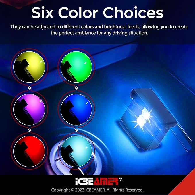 ICBEAMER Smart USB 1-Pack (Yellow) | Auto LED Interface Plug-in Miniature Night Light for Car, Van, Pickup, Truck, Interior, Trunk, Enhance Mood Lighting