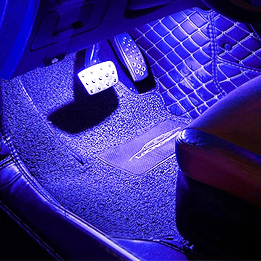 64 Colors Car Ambient Lighting Footwell RF Remote + APP Control Multicoloured Music Car Atmosphere Decorative Lighting Kit 1W DC 12V-24V