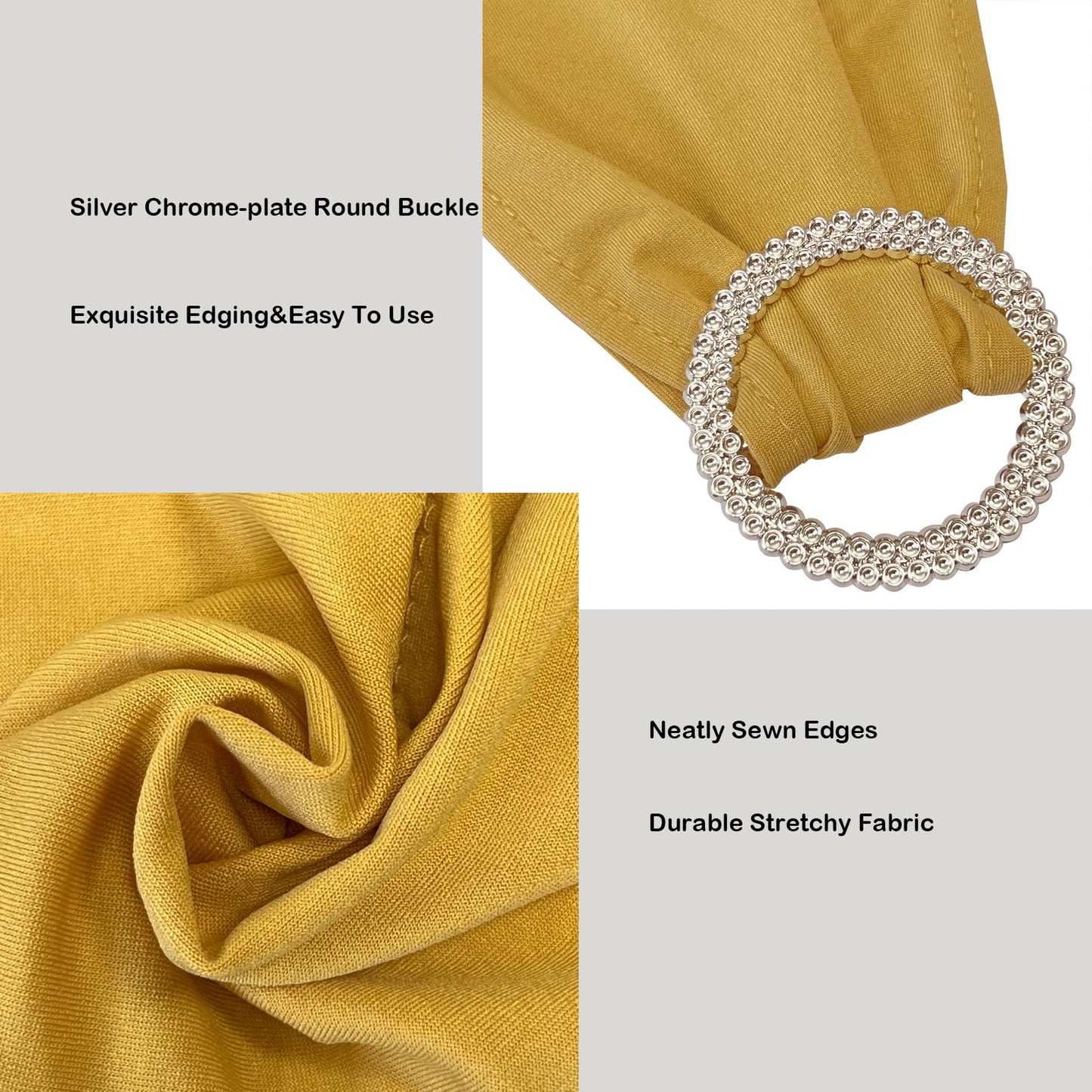 Maiangel Spandex Chair Sashes Bands 50PCS Stretch Chair Ties Bows with Buckle Slider for Wedding Party Banquet Decoration (Gold)…