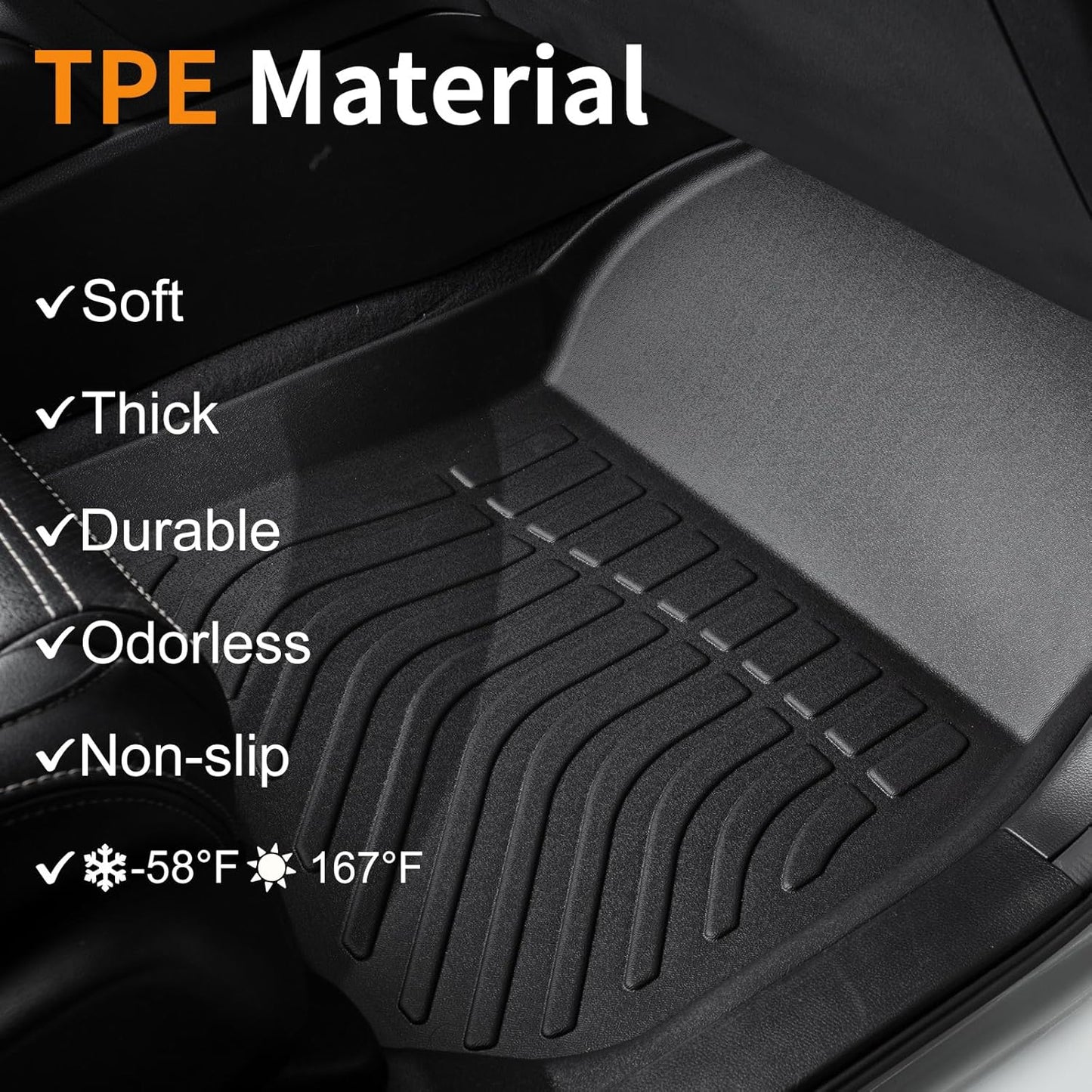 Binmotor-Floor Mats and Cargo Liner Set for 2016-2022 Mercedes Benz GLC (GLC 250 / GLC 300 / GLC 350e), Not for Coupe, TPE All Weather Guard GLC Car Mats Trunk Mat Liners Accessories-Black