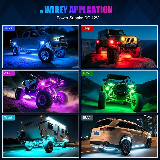 LED Rock Lights for Trucks 10 Pods,RGB Rocklights with App & Remote Control, Underglow Rock Light Kit for Trucks UTV ATV Golf Cart RZR
