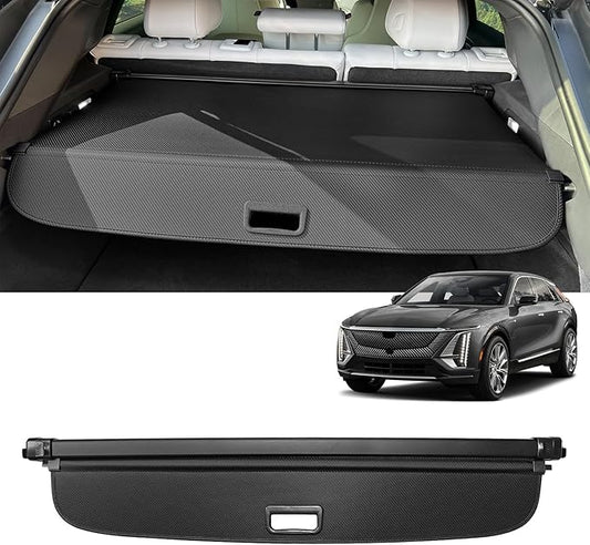 Cargo Cover for Cadillac Lyriq 2026 2025 2024 2023 Accessories Retractable Trunk Cover Security Shielding Shade Cargo Luggage Cover Trunk Privacy Protection (Carbon Fiber Texture)