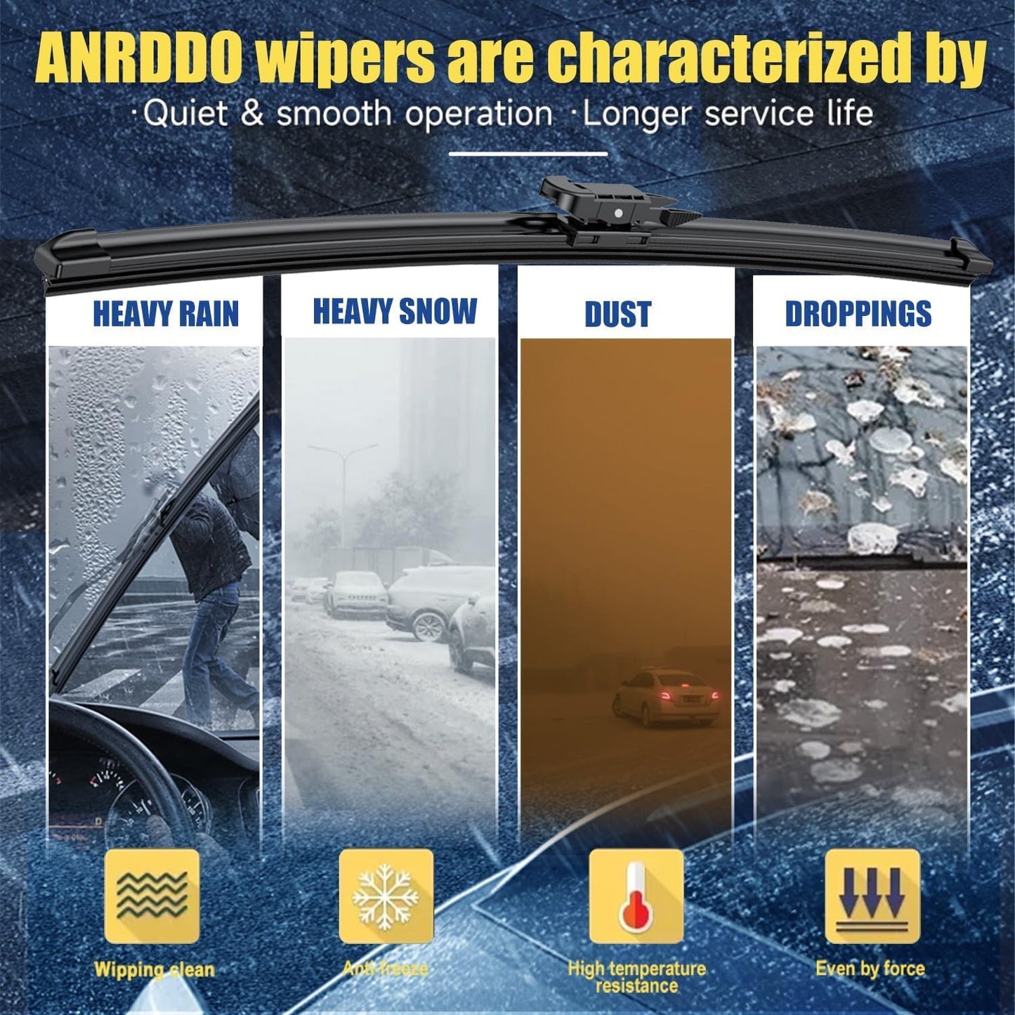 3 wipers Replacement for 2015 2016 2017 2018 2019 2020 2021 2022 2023 Ford Edge Original Equipment Windshield Wiper Blades Set 28"+28"+15" (Set of 3) Pinch Tab