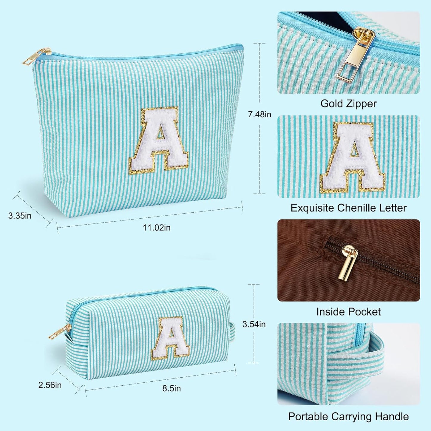 YOOLIFE Cute Travel Makeup Bag - Sweet 16 Gifts Sister Girlfriend Gifts Monogram Makeup Bag Make Up Bag Large Cosmetic Bags for Women Makeup Bag Friend Birthday Gifts Teen Girl Gifts Trendy Stuff M