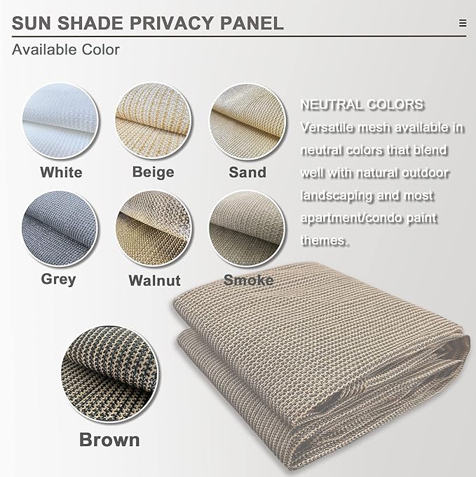 Alion Home Sun Shade Privacy Panel with Grommets and Hems on 4 Sides for Patio, Awning, Window, Pergola or Gazebo - Mocha Brown (10' x 14')