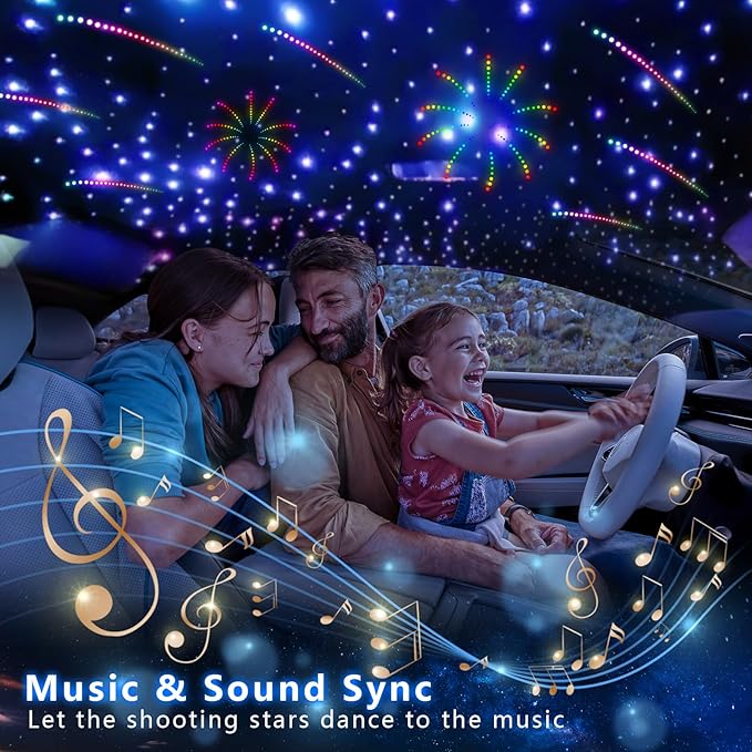 WEBUPAR 2PCS 3.2W 6LEDs Meteor Starlight Headliner Kit, 600pcs 0.01in 6.56ft, RGBW Shooting Stars Fiber Optic Lights with Bluetooth APP Control for Car/Home Theater
