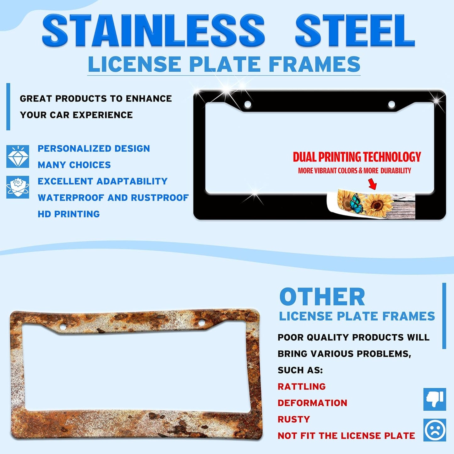 I Hope Something Good Happens to You Today License Plate Frame Funny License Plate Holder for Front or Rear Car Tags Durable Stainless Steel Car Decoration with Screws 6.3 X 12.2 Inch for Men Women