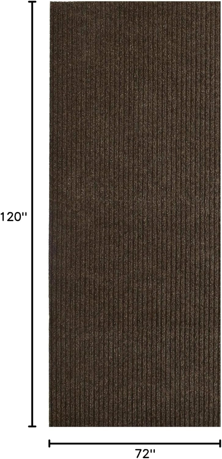 iCustomRug Spartan Weather Warrior Indoor/Outdoor Utility Ribbed Carpet Runner with Non-Slip Thermoplastic Rubber Backing, 6ft X 10ft in Brown