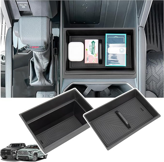 Center Console Organizer Compatible with 2022-2026 Toyota Tundra (SR/SR5/Limited/TRD Pro), 2026 Toyota Sequoia (SR5/Limited/TRD Pro) Accessories, Compartment Storage Box Tray