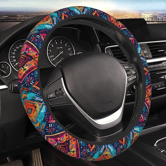 Car Steering Wheel Cover,Dark Boho Universal Non Slip Wheel Protector 15 Inch Elastic Car Accessories for Men Women