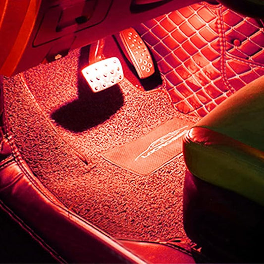 Car Interior Ambient Lighting RGB 64 Colors Multicoloured Music Car Footwell Lighting Kit with Cigarette Lighter and App Microphone, 12V-24V