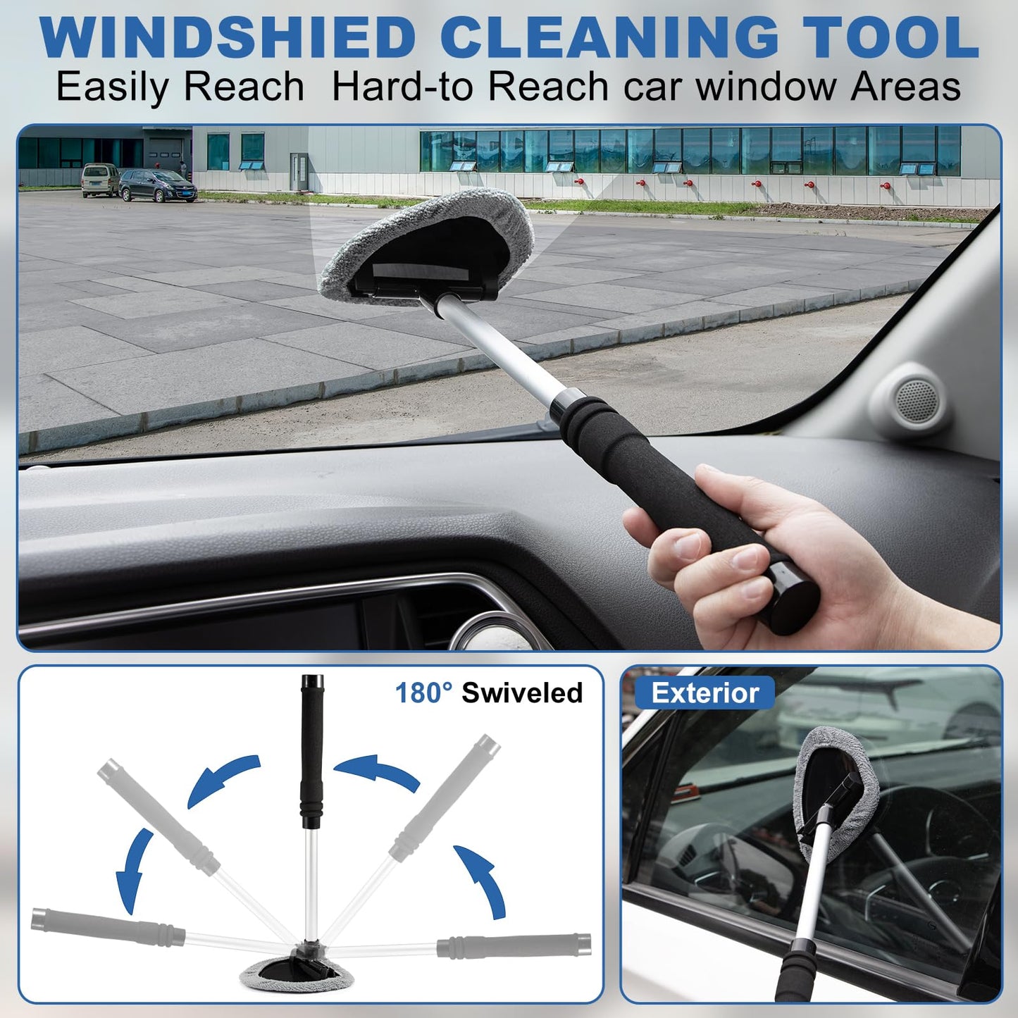 Viewsun Windshield Cleaner Tool, 13Pcs Car Interior Cleaning Kit, Car Detailing Kit Interior Cleaner, Car Detailing Brushes, Car Cleaning Gel, Inside Cleaning Supplies Accessories for Women Men