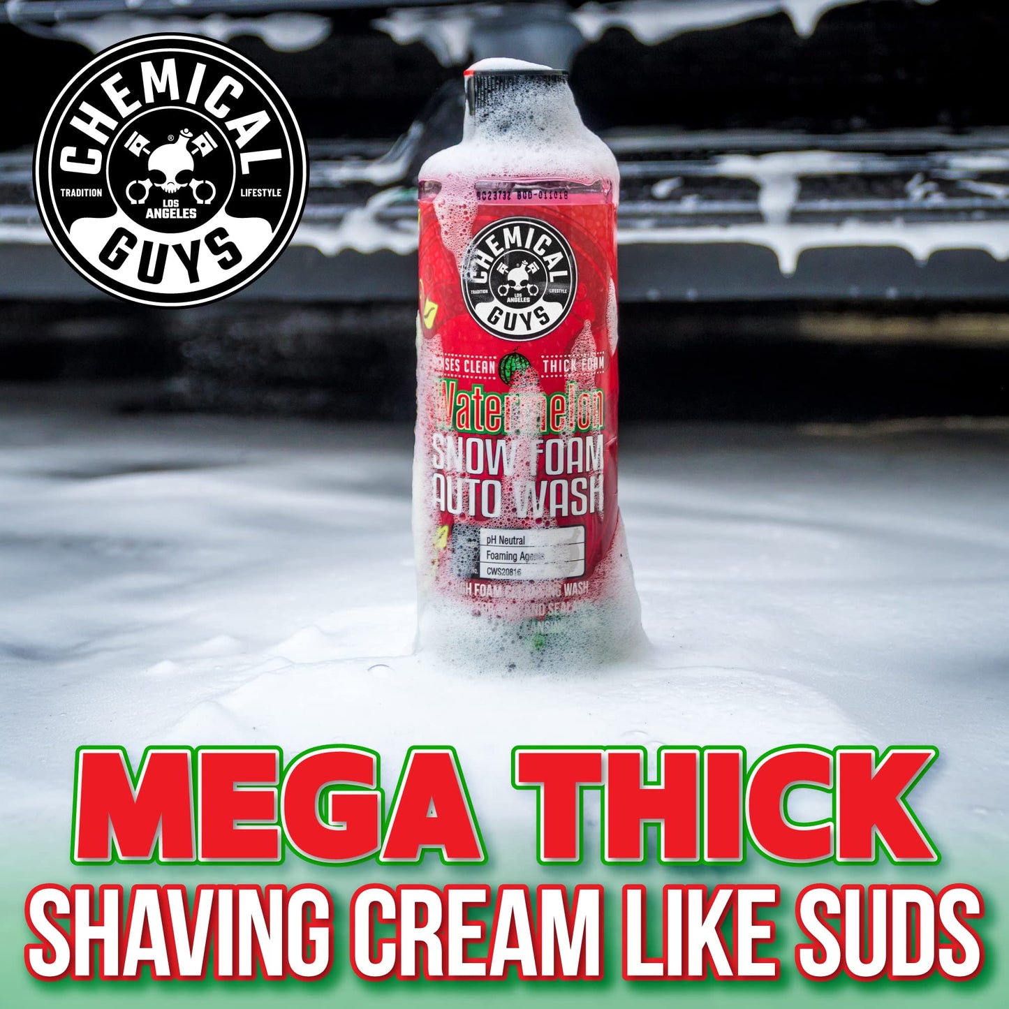 Chemical Guys CWS208 Watermelon Snow Foam Car Wash Soap (Works with Foam Cannons / Guns or Bucket Washes) Safe for Trucks, Motorcycles, RVs & More, 128 fl oz (1 Gallon), Watermelon Scent